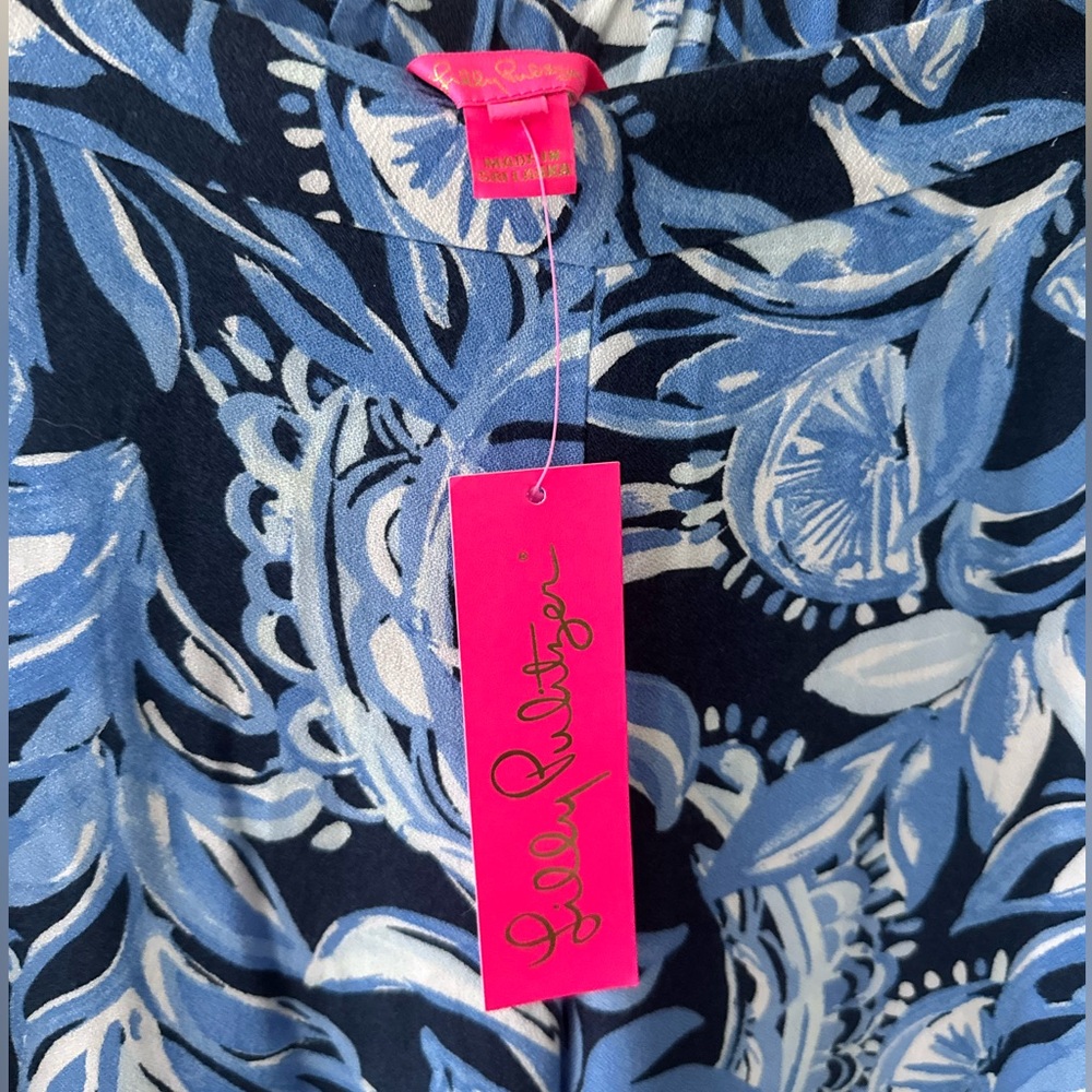 NWT Lilly Pulitzer Auria Top + Avery Crop Pant Sz 0 You’re The Zest Navy - Picture 7 of 9